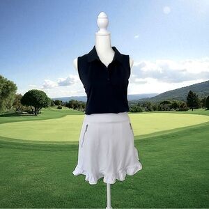 Greg Norman Ladies Sleeveless Play Dry Polo Golf Shirt Navy Size Large